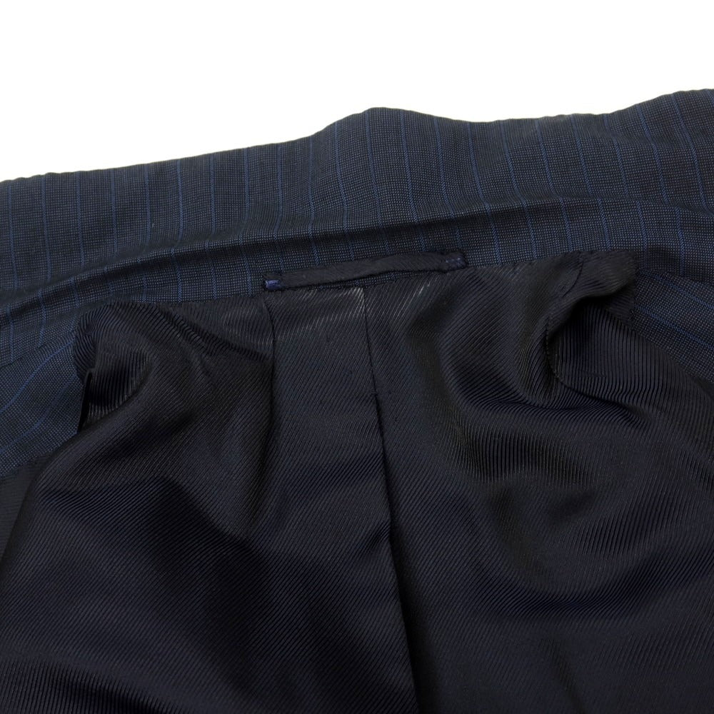 【中古】サルトリア アットリーニ Sartoria Attolini ウールカシミヤ ストライプ 3つボタンスーツ ネイビーxブルー【 44 】【 状態ランクC 】【 メンズ 】
