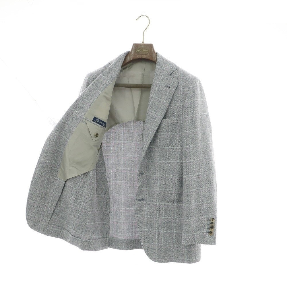 【中古】ルカ ベルディッキオ LUCA VERDICCHIO コットン チェック テーラードジャケット ネイビー系【 46 】【 状態ランクB 】【 メンズ 】