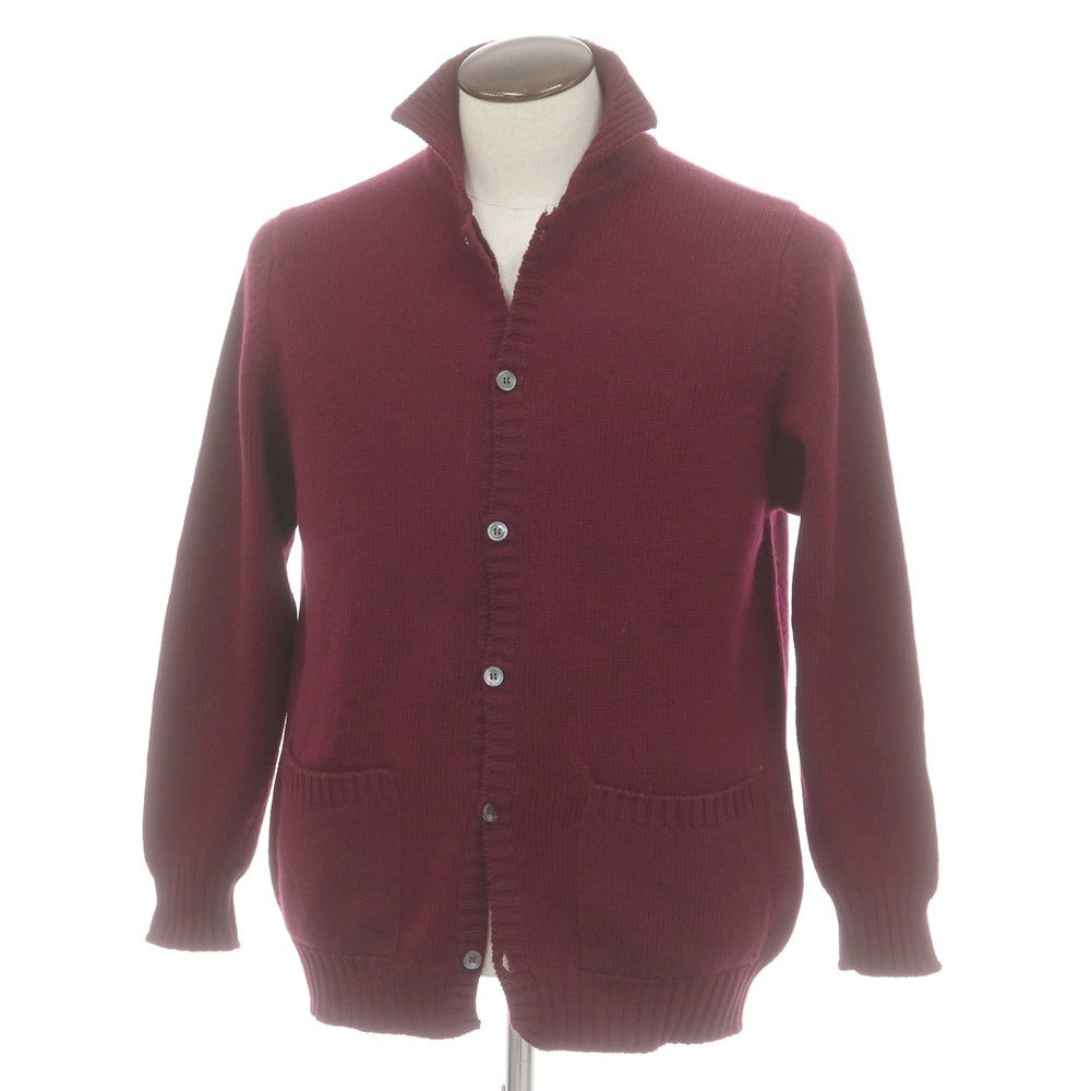 【中古】ロキャロン LOCHCARRON TIE YOUR TIE別注 ミドルゲージ カシミヤ カーディガン ワイン系【 44 】【 状態ランクB 】【 メンズ 】