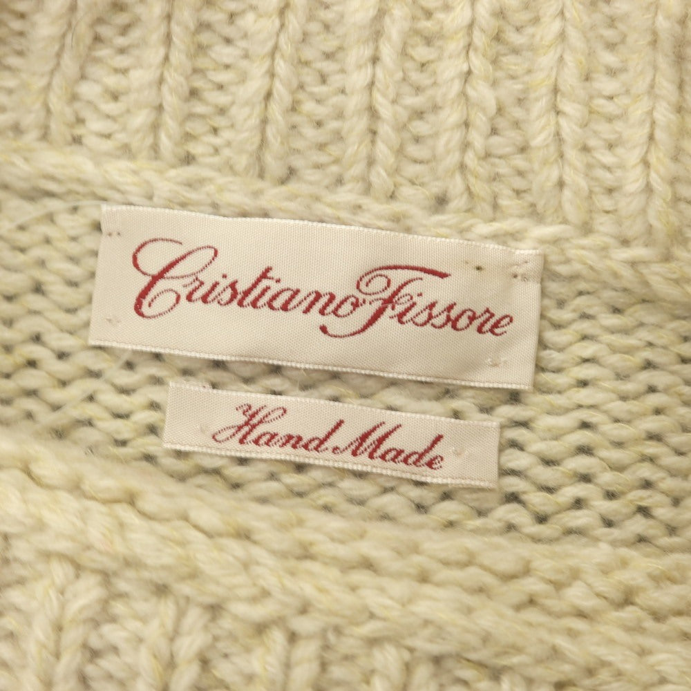 【中古】クリスティアーノ フィッソーレ Cristiano Fissore カシミヤ モックネック プルオーバーニット アイボリーxイエロー系【 50 】【 状態ランクB 】【 メンズ 】