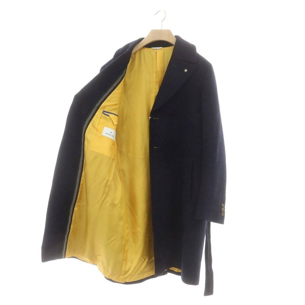 【中古】マニュエル リッツ MANUEL RITZ ウールアクリル チェスターフィールドコート ネイビーxブラック【 52 】【 状態ランクB 】【 メンズ 】