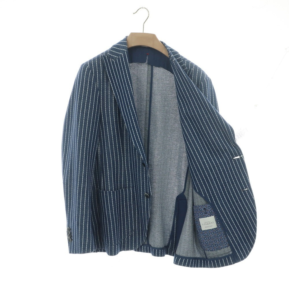 【中古】サルトリア ラトーレ SARTORIA LATORRE コットンリネンジャージー ストライプ ジャケット ネイビーxホワイト【 52 】【 状態ランクB 】【 メンズ 】