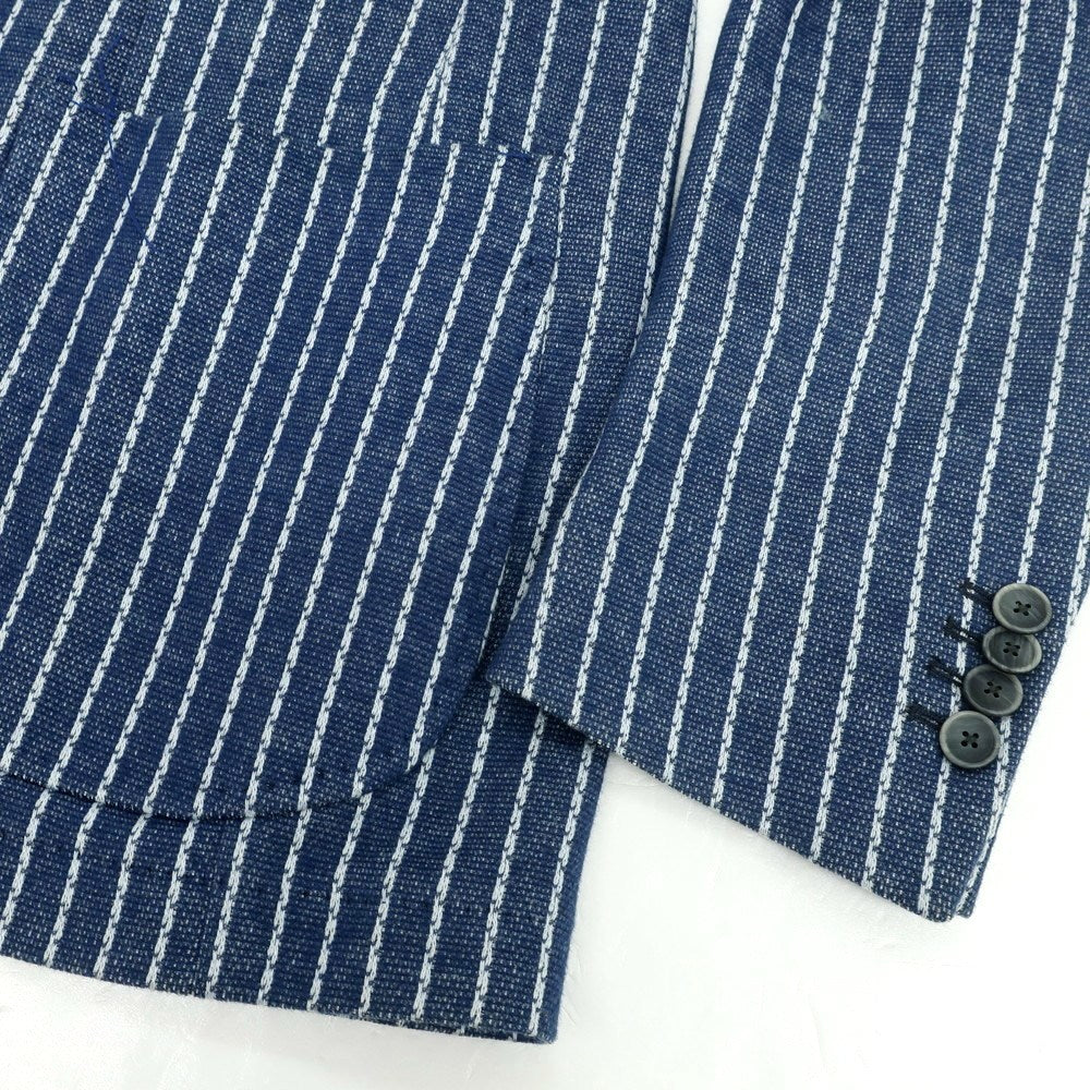 【中古】サルトリア ラトーレ SARTORIA LATORRE コットンリネンジャージー ストライプ ジャケット ネイビーxホワイト【 52 】【 状態ランクB 】【 メンズ 】