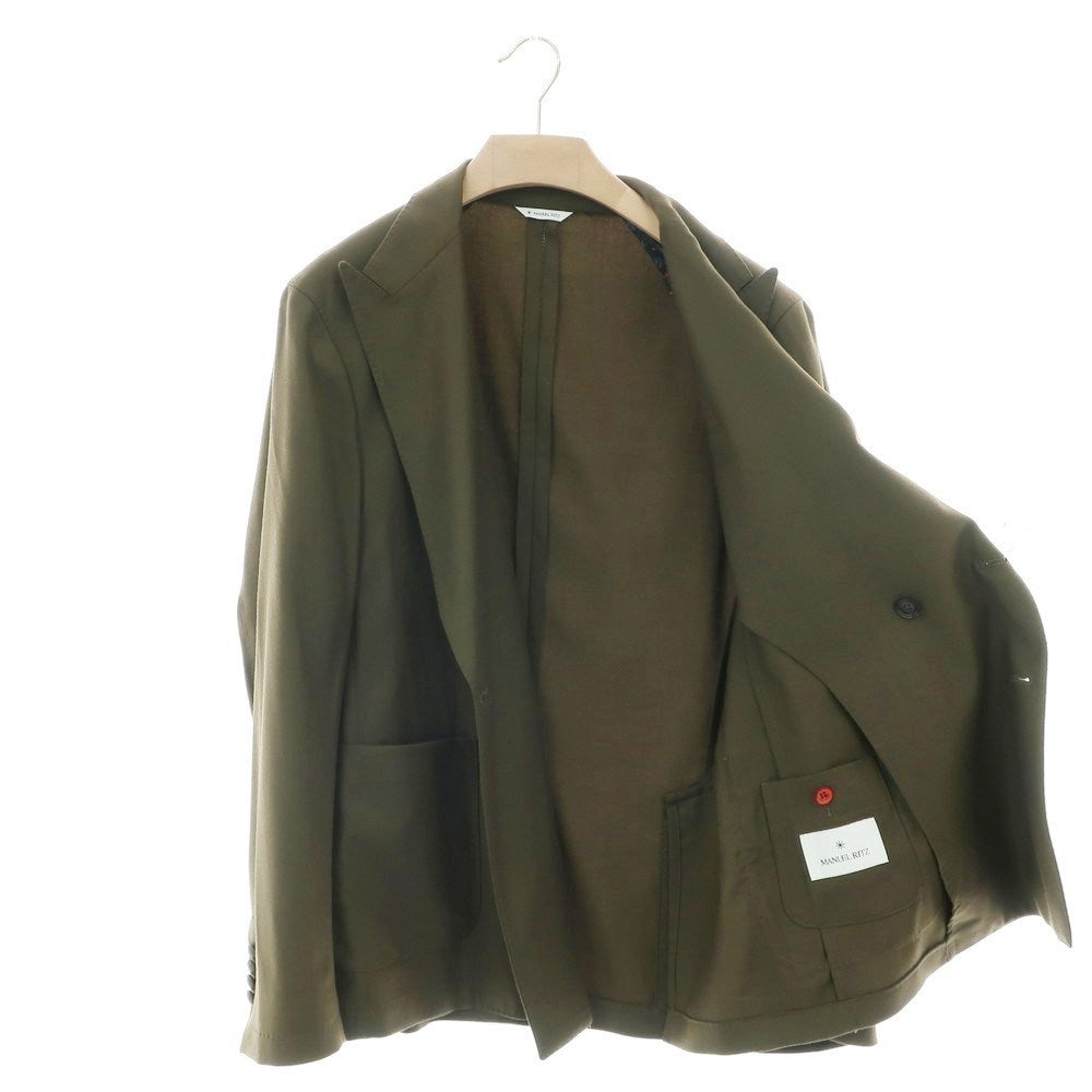 【中古】マニュエル リッツ MANUEL RITZ ストレッチウール ダブルジャケット オリーブ【 52 】【 状態ランクB 】【 メンズ 】