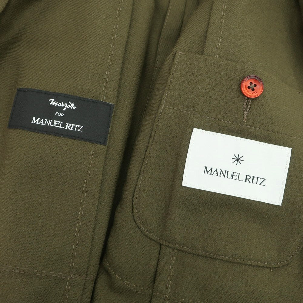 【中古】マニュエル リッツ MANUEL RITZ ストレッチウール ダブルジャケット オリーブ【 52 】【 状態ランクB 】【 メンズ 】