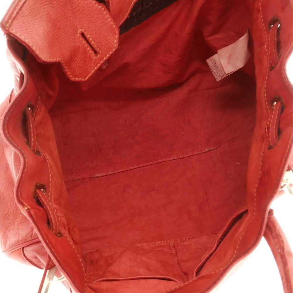 【中古】ダブルエルジーバイジョルジオブラット WLG by GIORGIO BRATO 加工レザー フラップトートバッグ レッド【 状態ランクC 】【 ユニセックス 】