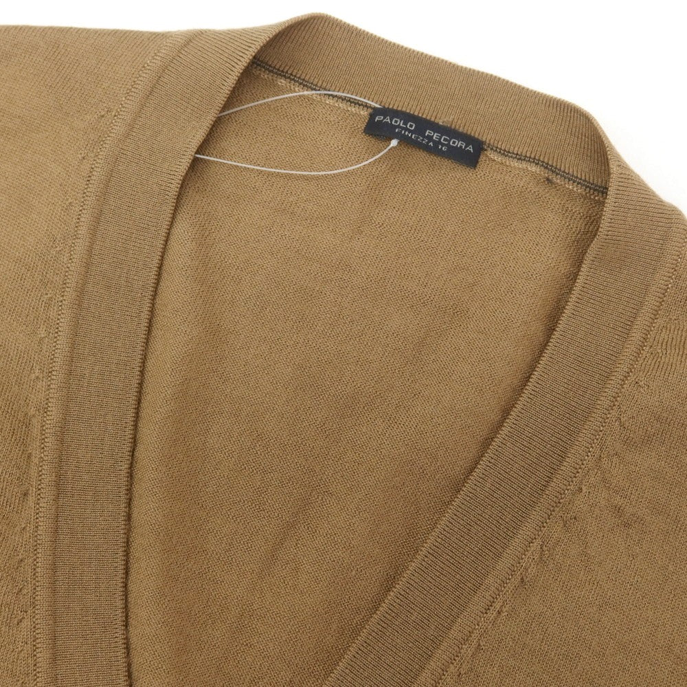 【中古】パオロ ペコラ PAOLO PECORA ハイゲージ ウール カーディガン ライトブラウン【 S 】【 状態ランクD 】【 メンズ 】