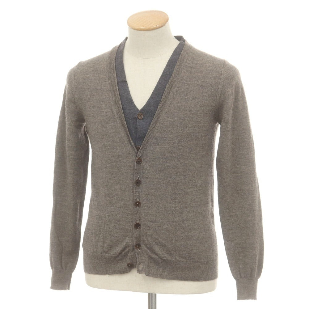 【中古】マッシモ レベッキ MASSIMO REBECCHI ウール レイヤード風 カーディガン ウォームグレー系【 48 】【 状態ランクC 】【 メンズ 】