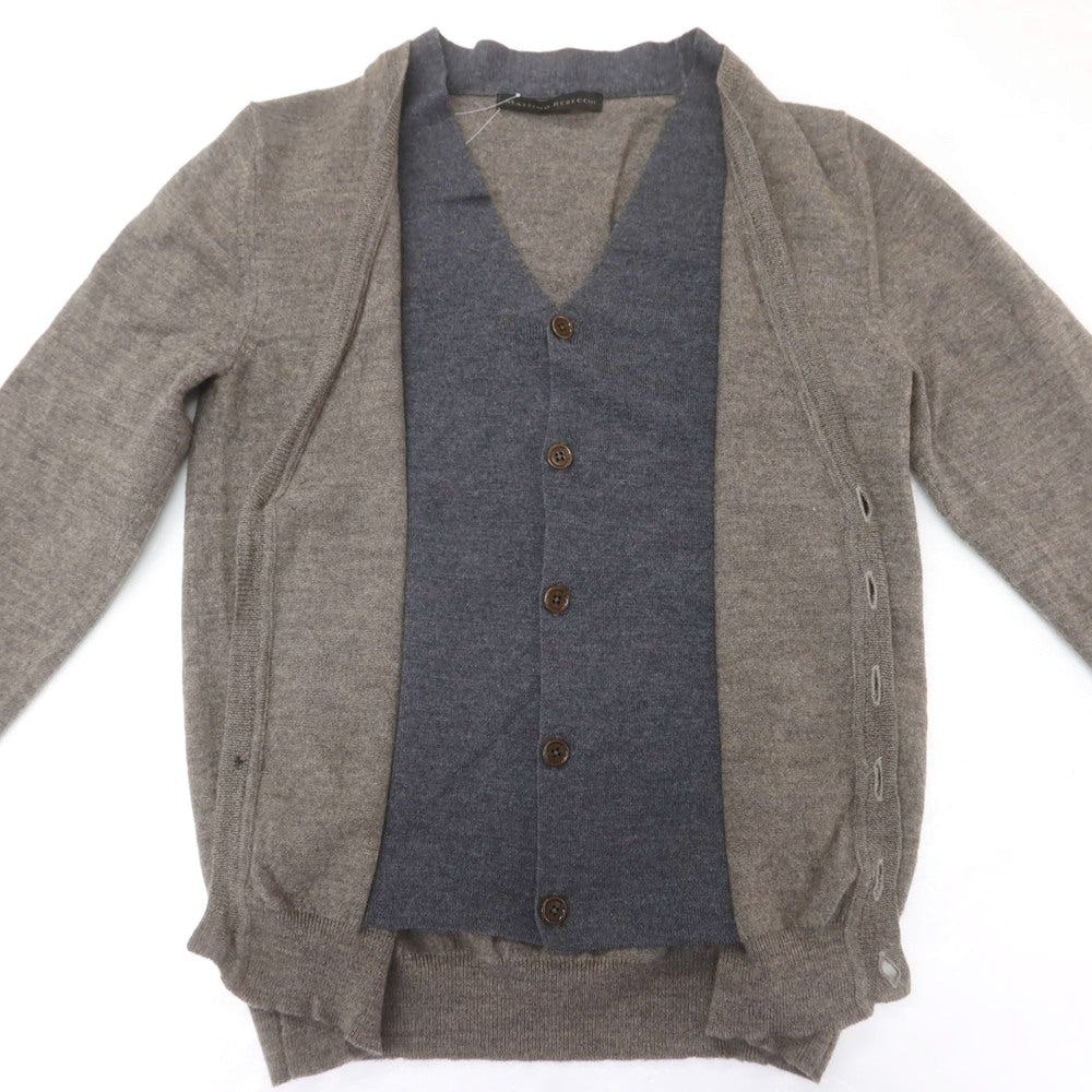 【中古】マッシモ レベッキ MASSIMO REBECCHI ウール レイヤード風 カーディガン ウォームグレー系【 48 】【 状態ランクC 】【 メンズ 】