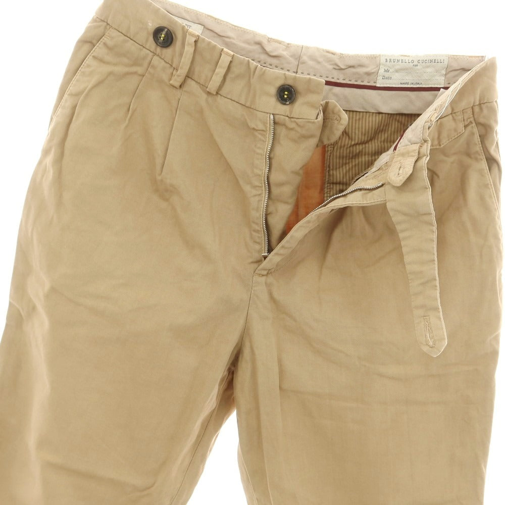 【中古】ブルネロクチネリ Brunello Cucinelli ツイルコットン カジュアルスラックスパンツ ベージュ【 46 】【 状態ランクC 】【 メンズ 】