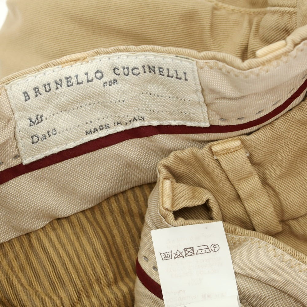 【中古】ブルネロクチネリ Brunello Cucinelli ツイルコットン カジュアルスラックスパンツ ベージュ【 46 】【 状態ランクC 】【 メンズ 】