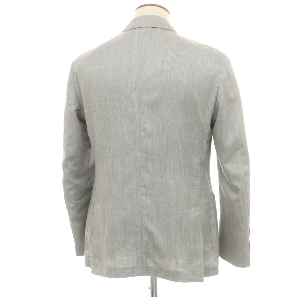 【中古】ラルディーニ LARDINI カシミヤウールシルク ダブル6B テーラードジャケット ライトグレー【 48 】【 状態ランクA 】【 メンズ 】