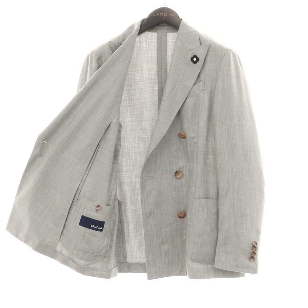 【中古】ラルディーニ LARDINI カシミヤウールシルク ダブル6B テーラードジャケット ライトグレー【 48 】【 状態ランクA 】【 メンズ 】