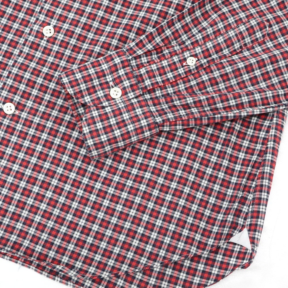 【中古】ジャンネット giannetto コットン チェック ホリゾンタルカラー カジュアルシャツ レッドxネイビー【 40 】【 状態ランクC 】【 メンズ 】