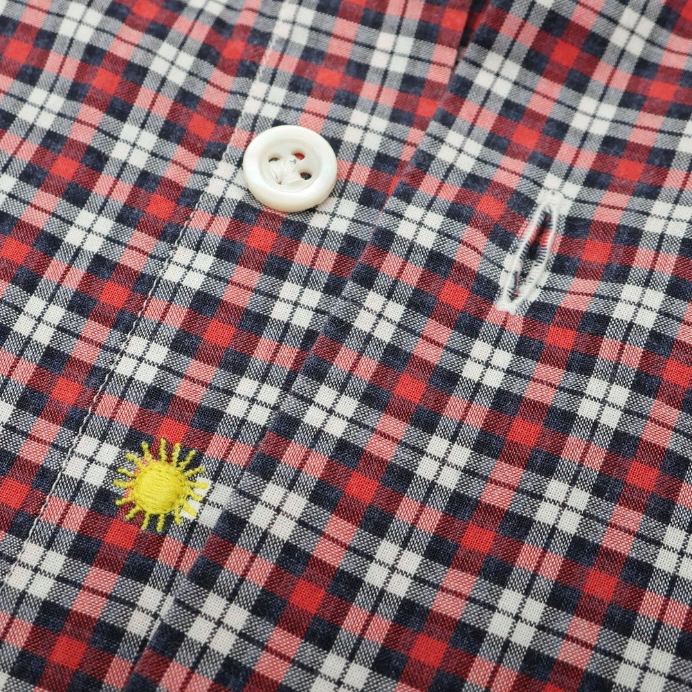 【中古】ジャンネット giannetto コットン チェック ホリゾンタルカラー カジュアルシャツ レッドxネイビー【 40 】【 状態ランクC 】【 メンズ 】