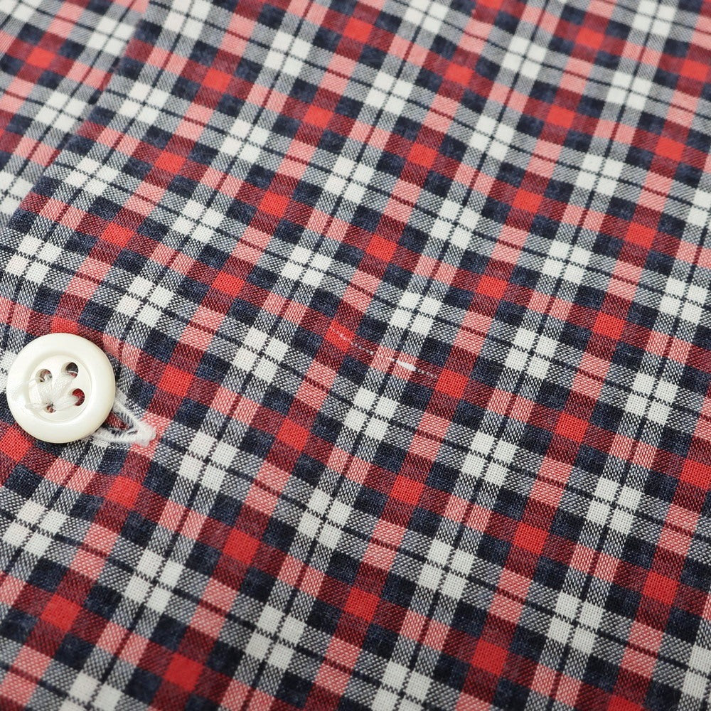 【中古】ジャンネット giannetto コットン チェック ホリゾンタルカラー カジュアルシャツ レッドxネイビー【 40 】【 状態ランクC 】【 メンズ 】