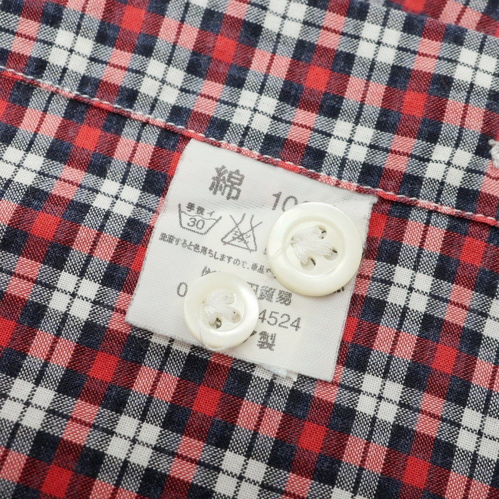 【中古】ジャンネット giannetto コットン チェック ホリゾンタルカラー カジュアルシャツ レッドxネイビー【 40 】【 状態ランクC 】【 メンズ 】