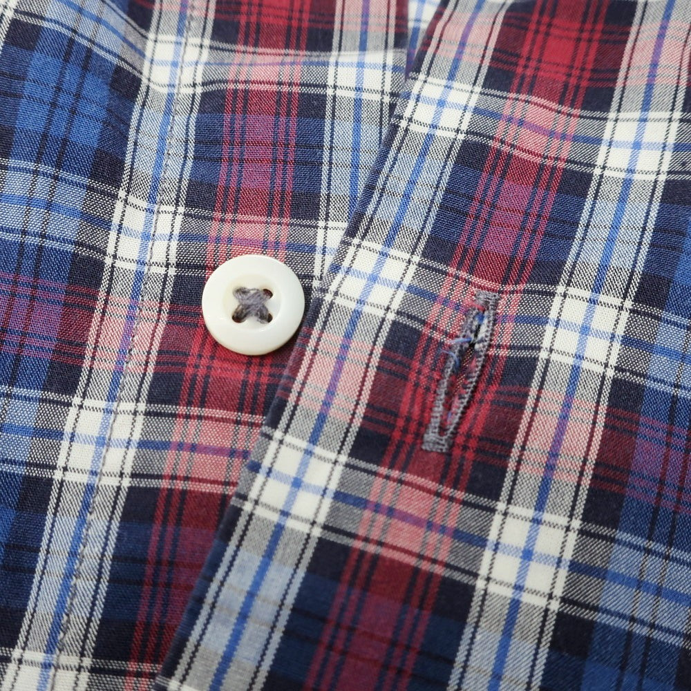【中古】チット CIT LUXURY コットン チェック ワイドカラー カジュアルシャツ ブルーxダークレッド×ネイビー【 38 】【 状態ランクC 】【 メンズ 】