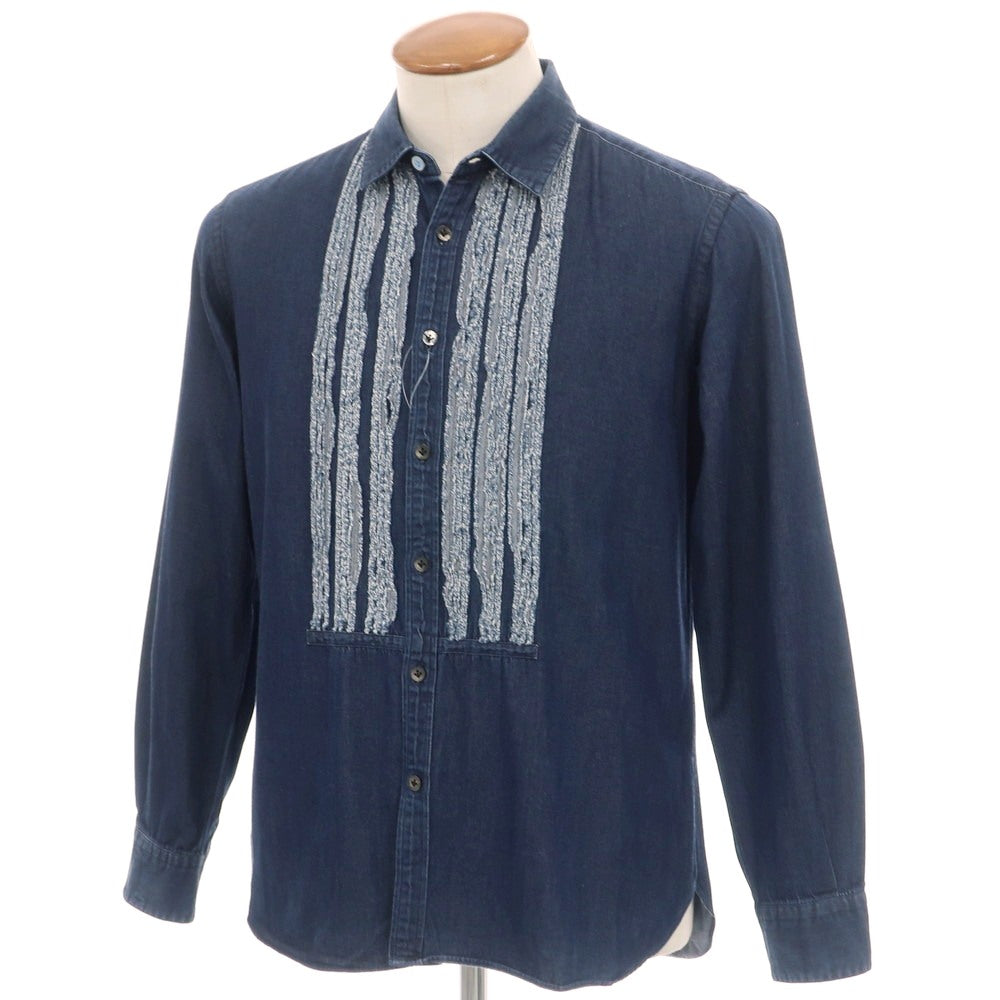 【中古】ランバンオンブルー LANVIN en Bleu コットン カジュアルシャツ ネイビー【 48 】【 状態ランクC 】【 メンズ 】