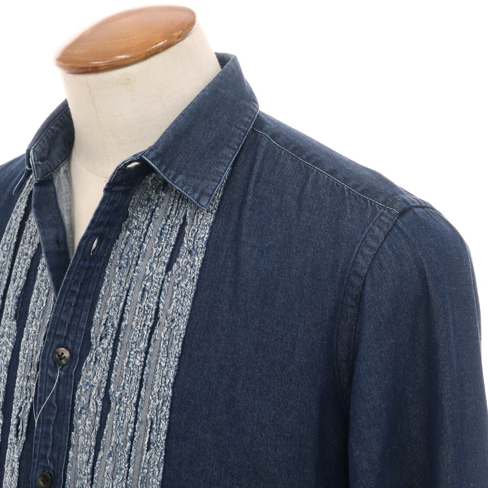 【中古】ランバンオンブルー LANVIN en Bleu コットン カジュアルシャツ ネイビー【 48 】【 状態ランクC 】【 メンズ 】