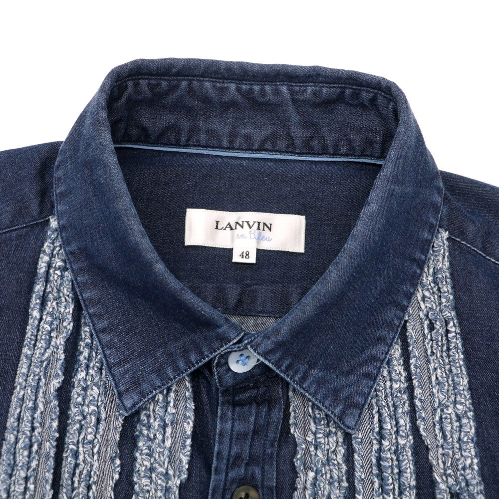 【中古】ランバンオンブルー LANVIN en Bleu コットン カジュアルシャツ ネイビー【 48 】【 状態ランクC 】【 メンズ 】