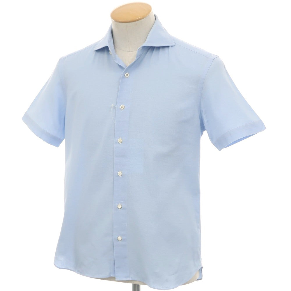 【中古】エディフィス EDIFICE COOL MAX コットンポリエステル ワイドカラー 半袖シャツ ライトブルー【 38 】【 状態ランクC 】【 メンズ 】