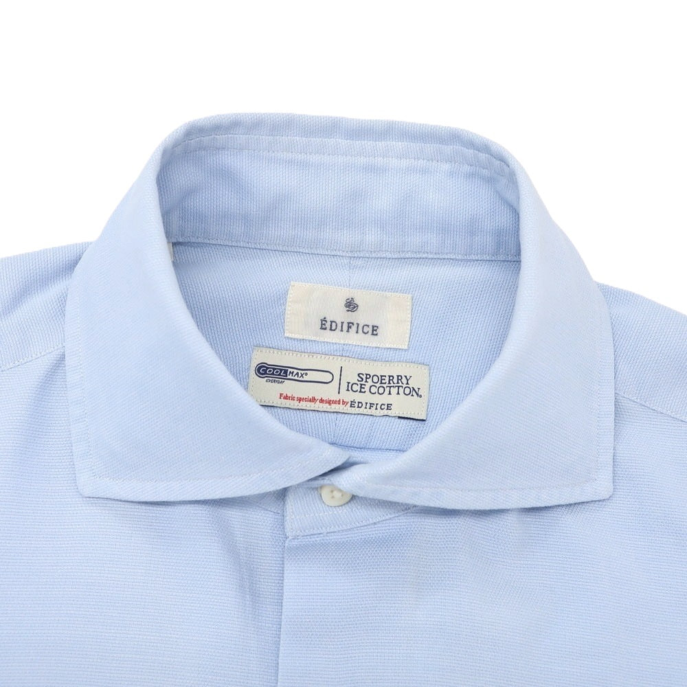 【中古】エディフィス EDIFICE COOL MAX コットンポリエステル ワイドカラー 半袖シャツ ライトブルー【 38 】【 状態ランクC 】【 メンズ 】