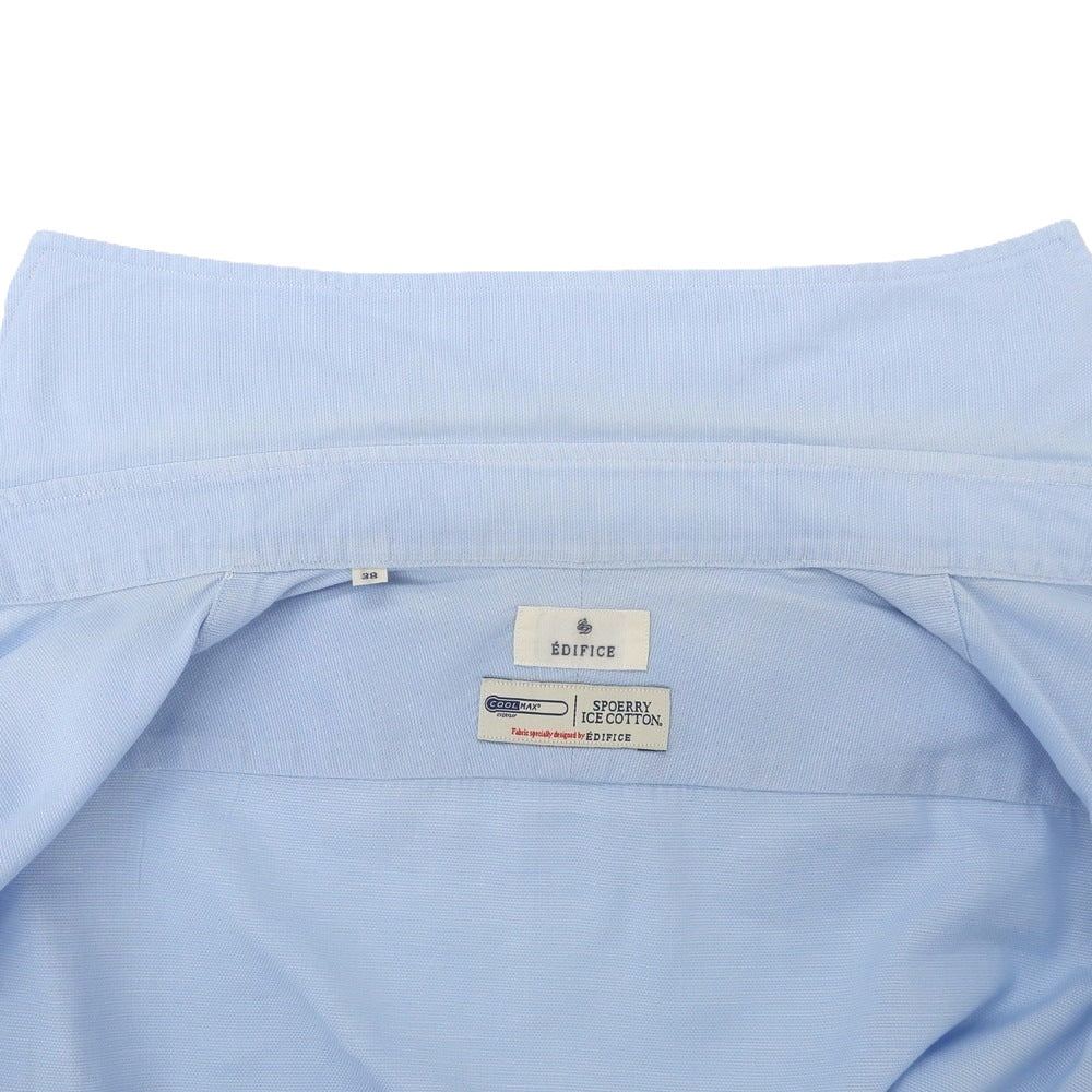 【中古】エディフィス EDIFICE COOL MAX コットンポリエステル ワイドカラー 半袖シャツ ライトブルー【 38 】【 状態ランクC 】【 メンズ 】