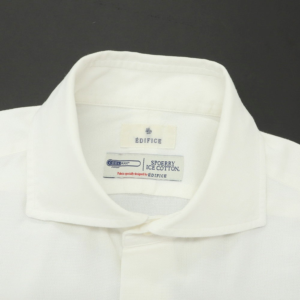 【中古】エディフィス EDIFICE COOL MAX コットンポリエステル ワイドカラー 半袖シャツ ホワイト【 38 】【 状態ランクC 】【 メンズ 】