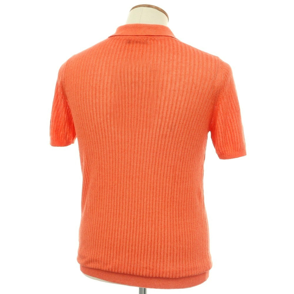 【中古】ロベルトコリーナ ROBERTO COLLINA リネンレーヨン スキッパー 半袖 ポロニット オレンジ系【 48 】【 状態ランクB 】【 メンズ 】