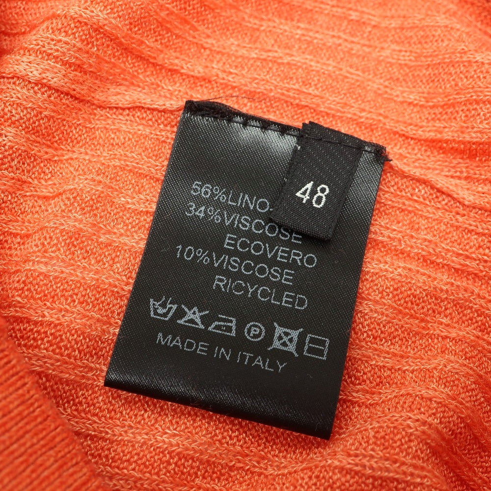 【中古】ロベルトコリーナ ROBERTO COLLINA リネンレーヨン スキッパー 半袖 ポロニット オレンジ系【 48 】【 状態ランクB 】【 メンズ 】