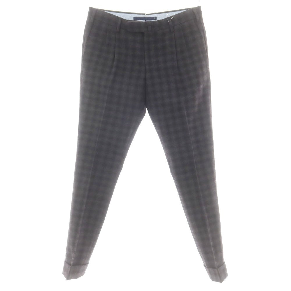 【中古】インコテックス INCOTEX ウール チェック ドレススラックスパンツ グレー【 48 】【 状態ランクD 】【 メンズ 】