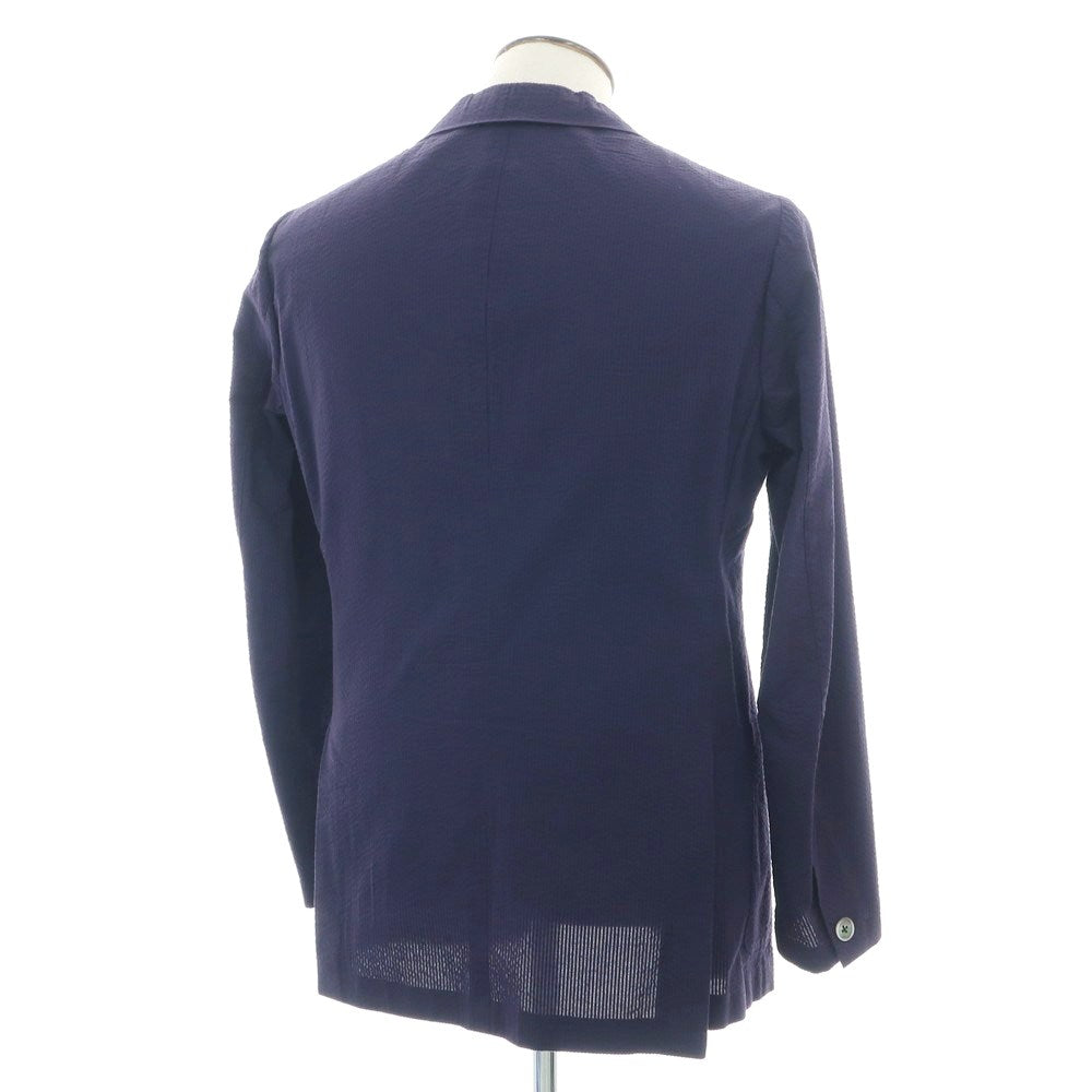 【中古】ビームスエフ BEAMS F シアサッカーコットン カジュアルジャケット ネイビー【 52 】【 状態ランクC 】【 メンズ 】