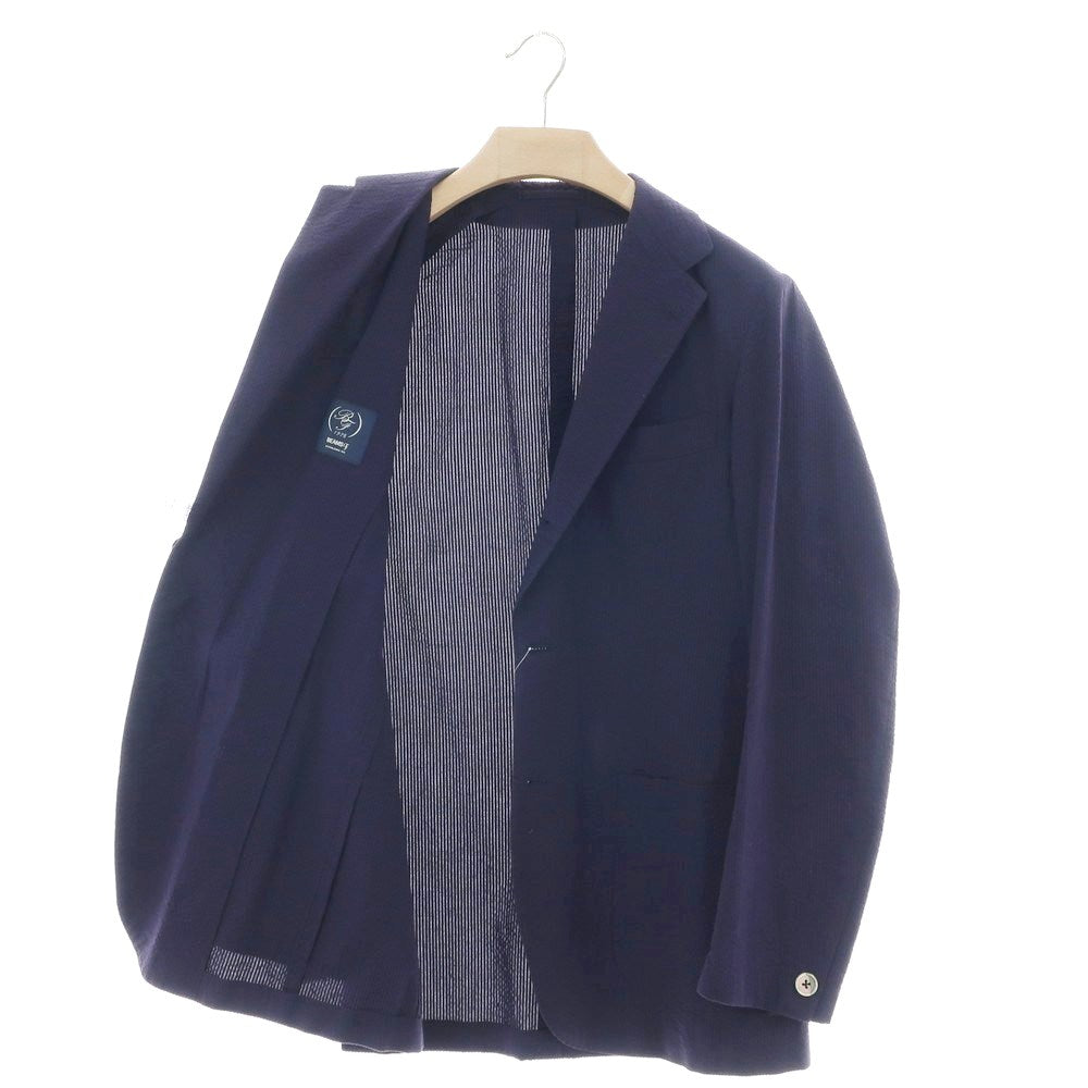 【中古】ビームスエフ BEAMS F シアサッカーコットン カジュアルジャケット ネイビー【 52 】【 状態ランクC 】【 メンズ 】
