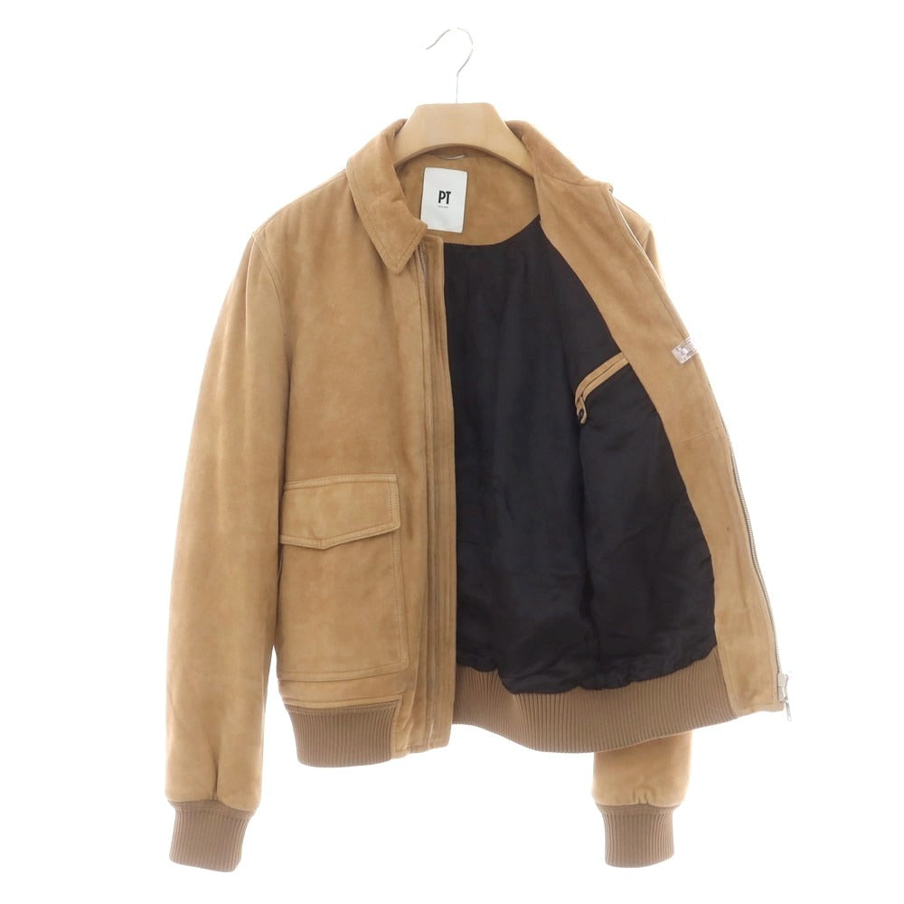 【中古】ピーティートリノ PT TORINO スエード 中綿 レザーブルゾン ベージュ【 48 】【 状態ランクC 】【 メンズ 】