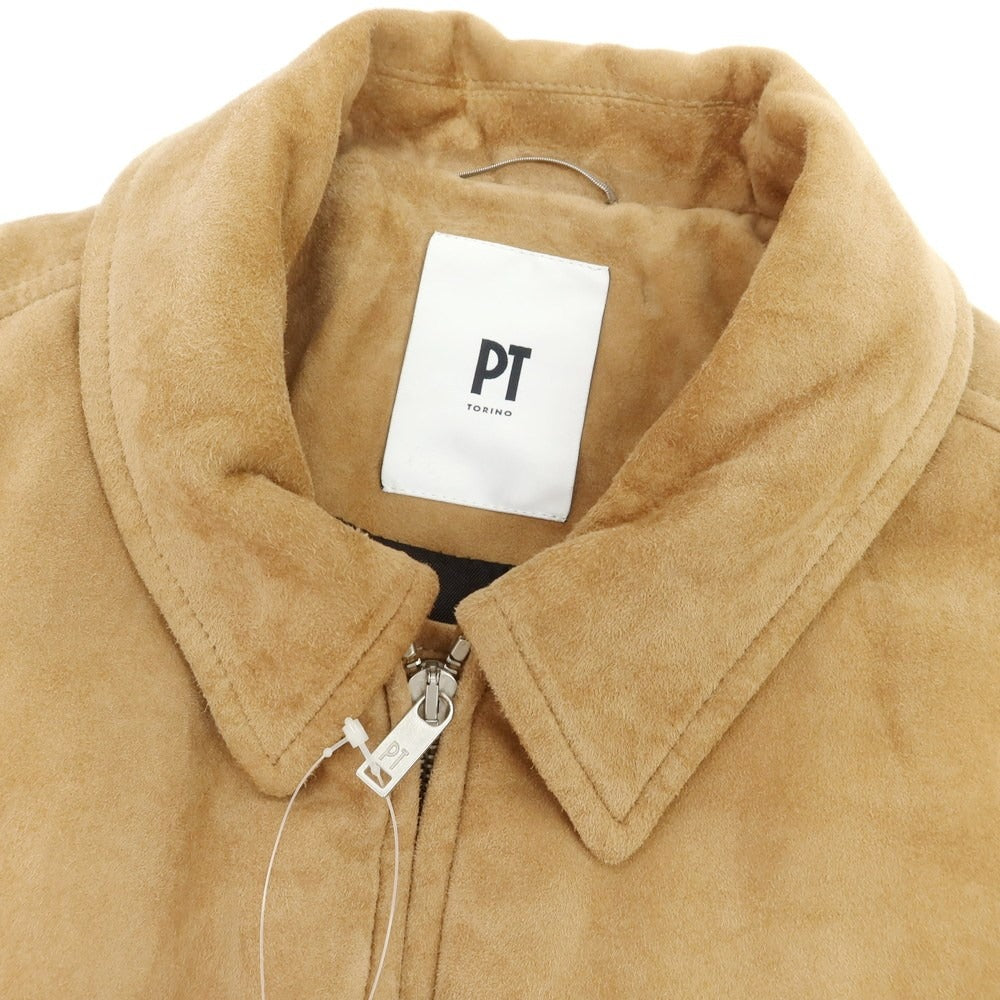 【中古】ピーティートリノ PT TORINO スエード 中綿 レザーブルゾン ベージュ【 48 】【 状態ランクC 】【 メンズ 】