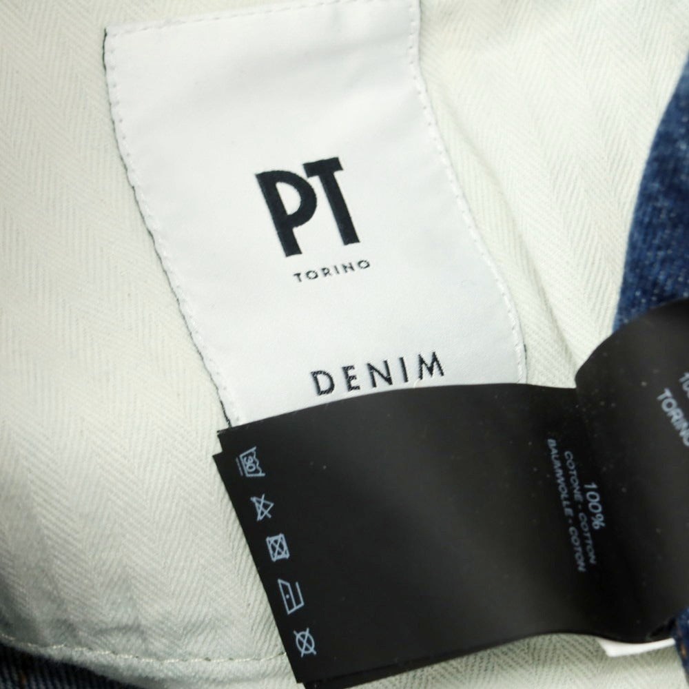 【中古】ピーティートリノ デニム PT TORINO DENIM THE REBEL リペア加工 デニムパンツ ジーンズ ダークブルー【 32 】【 状態ランクC 】【 メンズ 】