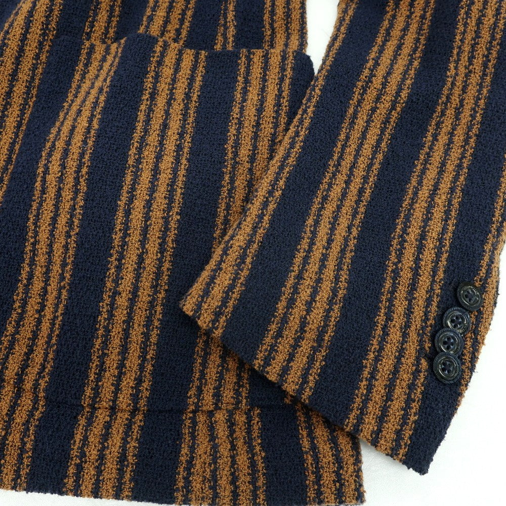 【中古】マニュエル リッツ MANUEL RITZ コットンポリエステルジャージー ストライプ ジャケット ネイビーxオレンジブラウン【 52 】【 状態ランクB 】【 メンズ 】