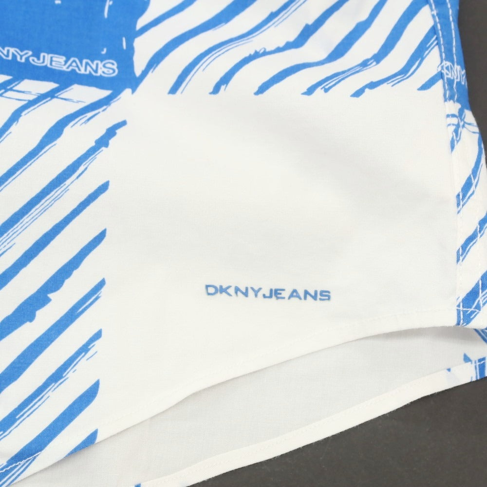 【中古】ディーケーエヌワイジーンズ DKNY JEANS ストレッチ コットン 半袖シャツ ホワイトxブルー【 S 】【 状態ランクB 】【 メンズ 】