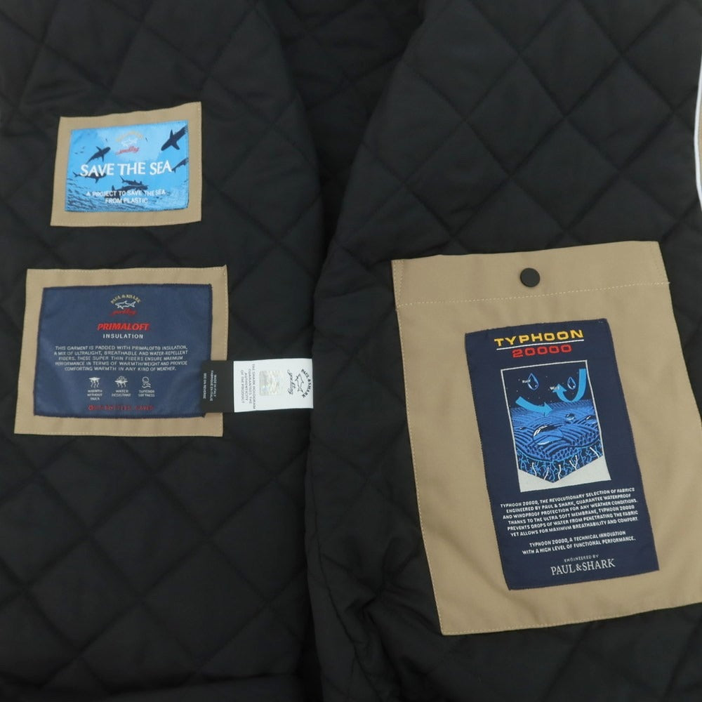 【中古】【未使用】ポールアンドシャーク PAUL&SHARK TYPHOON20000 ポリエステル 中綿 フーデッドコート ダークベージュ【 L 】【 状態ランクS 】【 メンズ 】