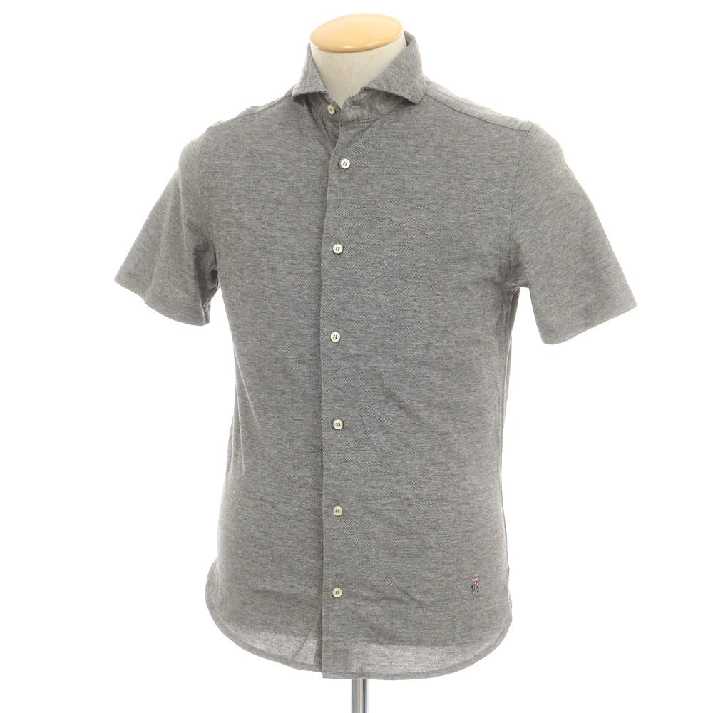 【中古】ギローバー GUY ROVER コットン 鹿の子 ホリゾンタルカラー 半袖シャツ ブラックxホワイト【 S 】【 状態ランクB 】【 メンズ 】