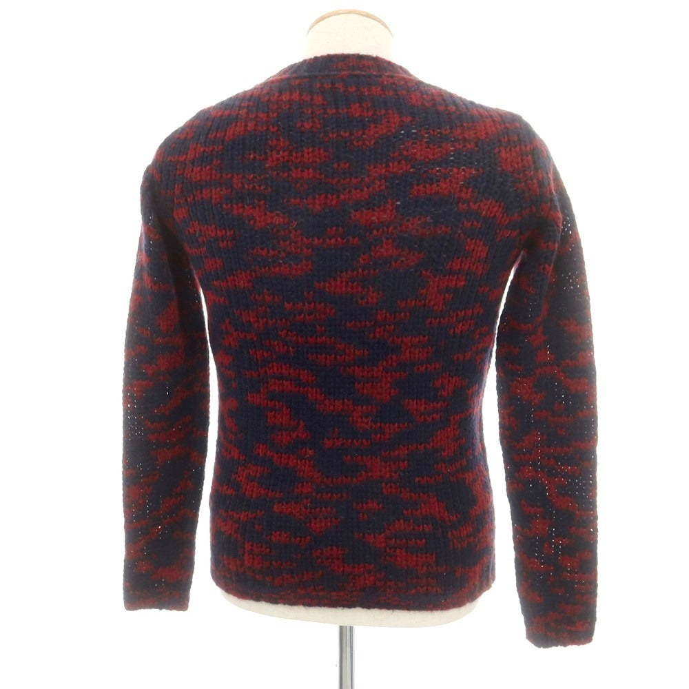 【中古】ロベルトコリーナ ROBERTO COLLINA アクリルアルパカナイロンウール クルーネック プルオーバーニット ネイビーxダークレッド【 44 】【 状態ランクB 】【 メンズ 】