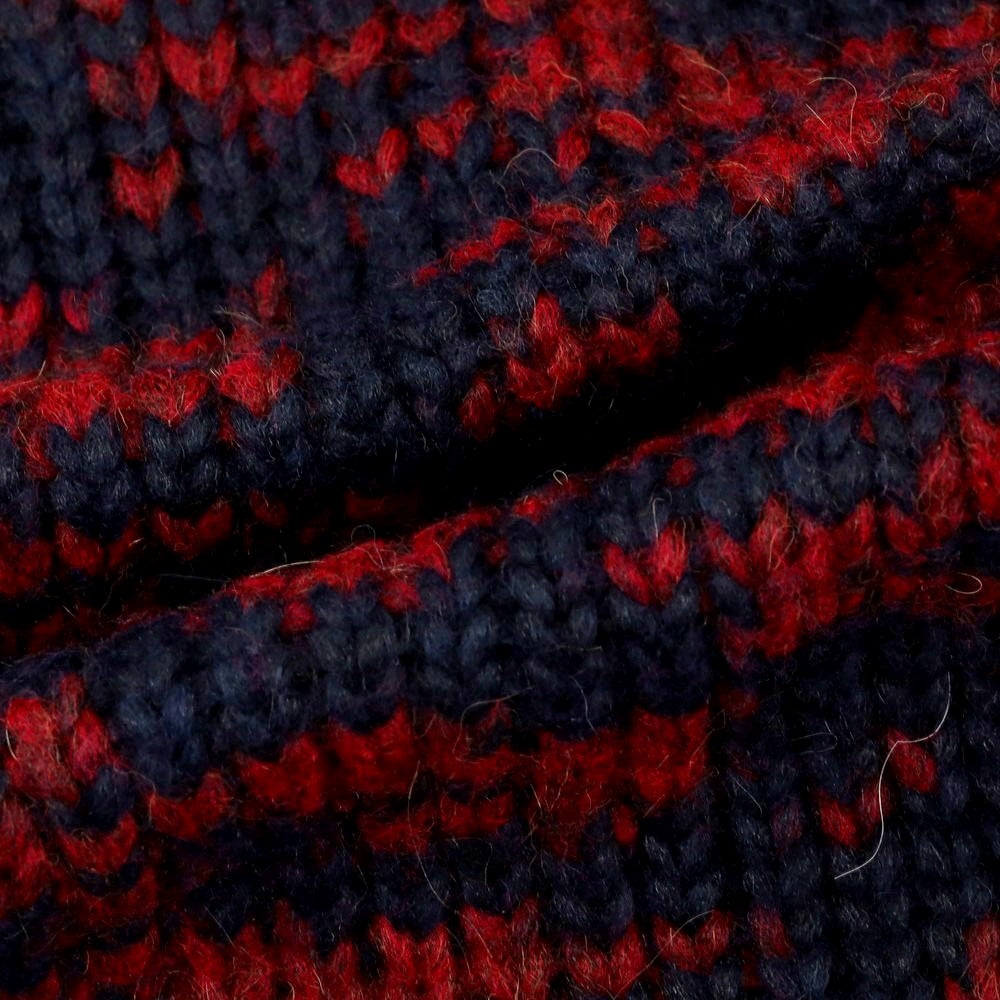 【中古】ロベルトコリーナ ROBERTO COLLINA アクリルアルパカナイロンウール クルーネック プルオーバーニット ネイビーxダークレッド【 44 】【 状態ランクB 】【 メンズ 】