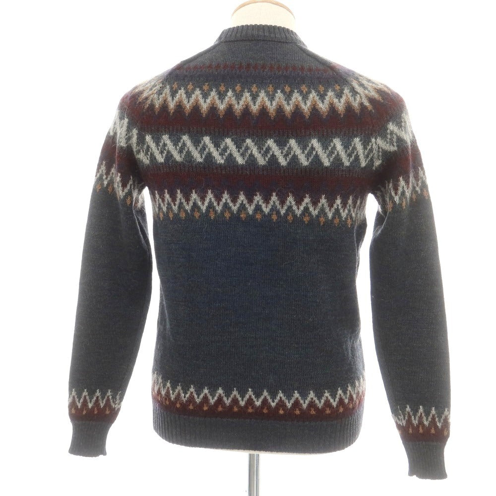 【中古】ロベルトコリーナ ROBERTO COLLINA ウールモヘヤナイロン ノルディック柄 クルーネック プルオーバーニット グレーネイビー【 46 】【 状態ランクB 】【 メンズ 】