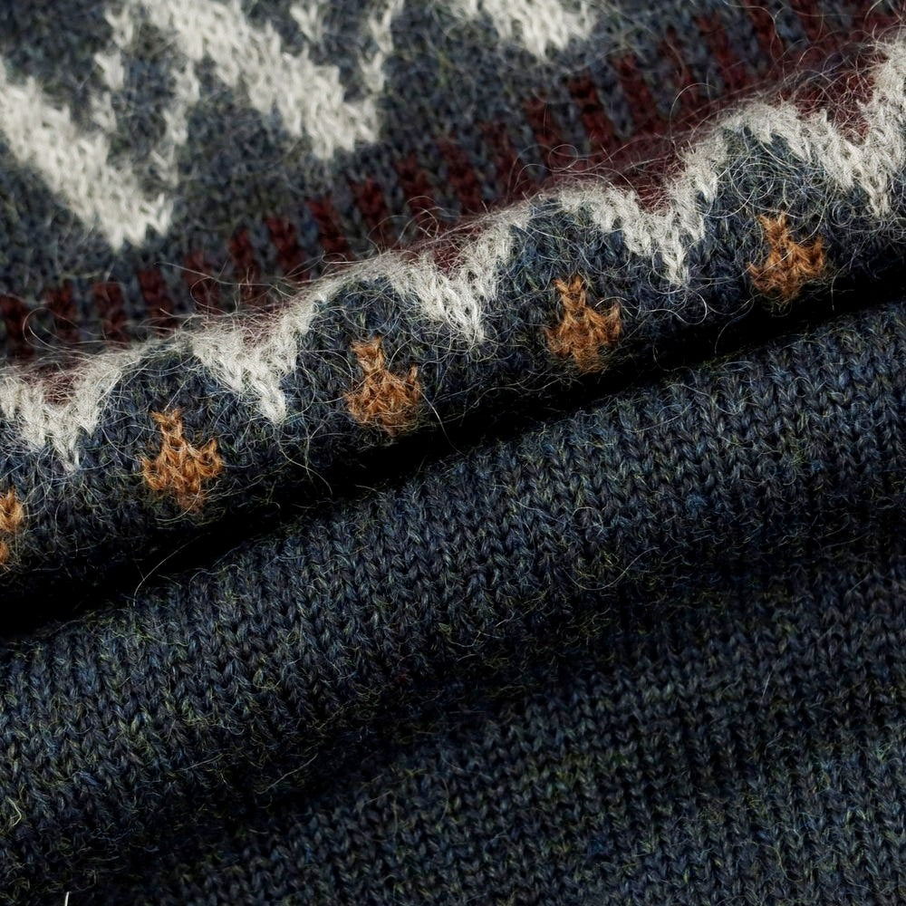 【中古】ロベルトコリーナ ROBERTO COLLINA ウールモヘヤナイロン ノルディック柄 クルーネック プルオーバーニット グレーネイビー【 46 】【 状態ランクB 】【 メンズ 】