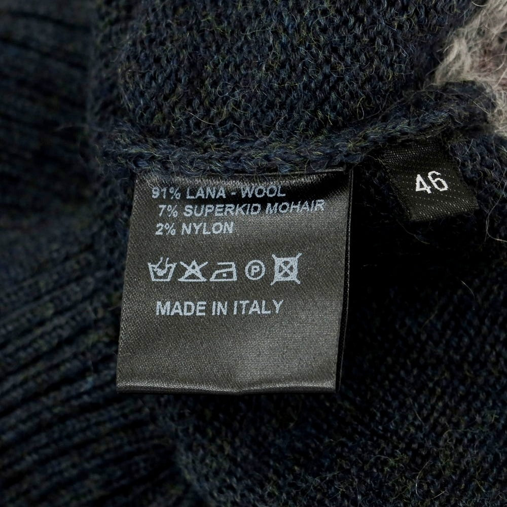 【中古】ロベルトコリーナ ROBERTO COLLINA ウールモヘヤナイロン ノルディック柄 クルーネック プルオーバーニット グレーネイビー【 46 】【 状態ランクB 】【 メンズ 】