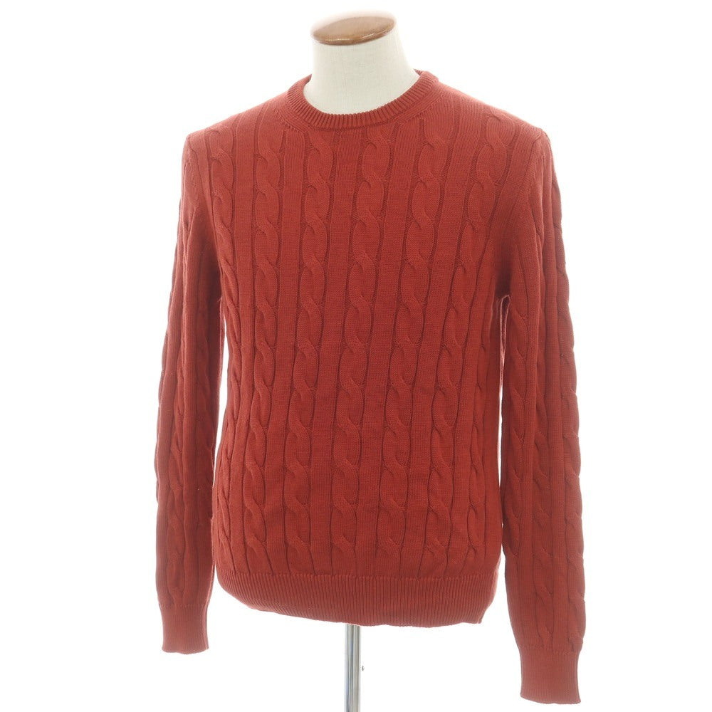 【中古】アレッサンドロルッピ Alessandro Luppi ケーブル編み コットン クルーネック プルオーバーニット レッド【 48 】【 状態ランクB 】【 メンズ 】