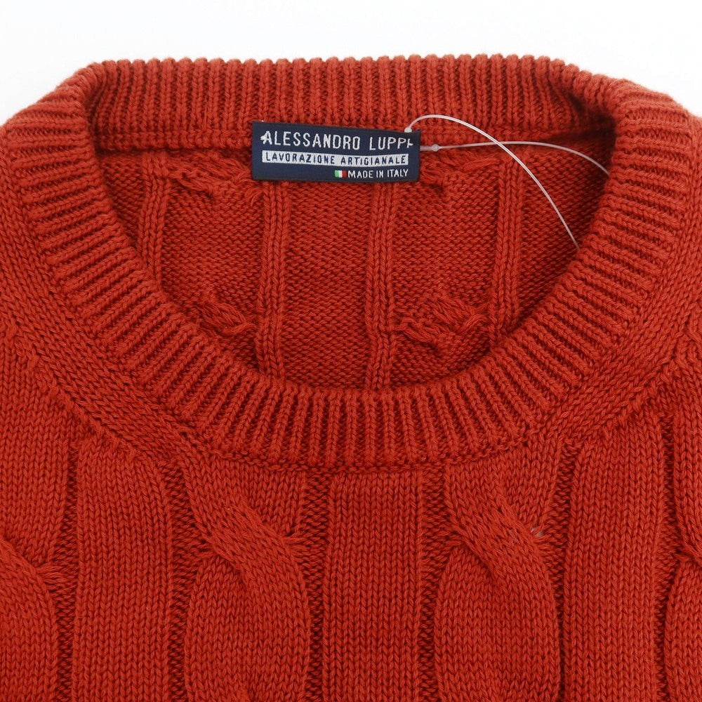 【中古】アレッサンドロルッピ Alessandro Luppi ケーブル編み コットン クルーネック プルオーバーニット レッド【 48 】【 状態ランクB 】【 メンズ 】