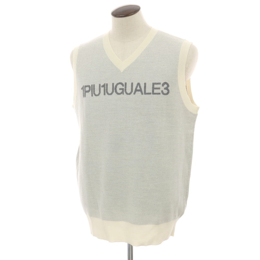 【中古】ウノピュウノウグァーレトレ 1piu1uguale3 ウールアクリル Vネック ニットベスト オフホワイトxグレー【 6 】【 状態ランクB 】【 メンズ 】