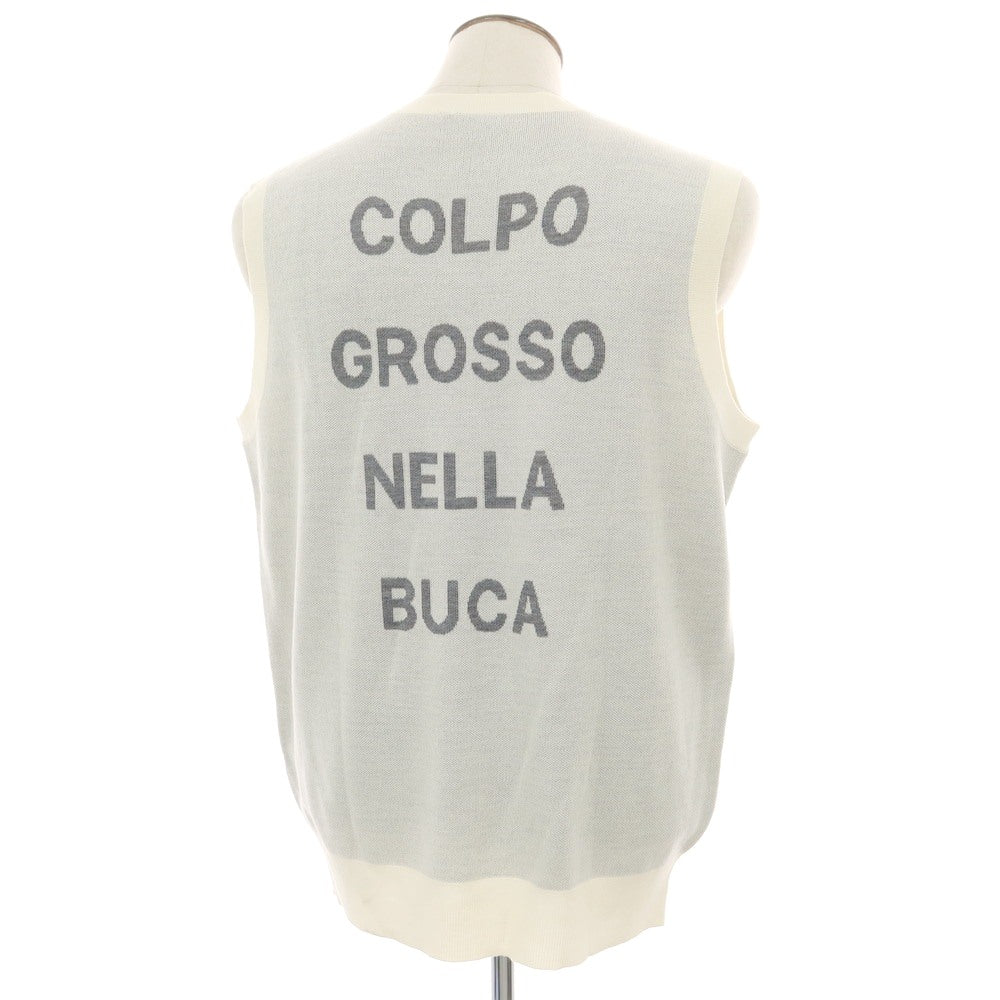 【中古】ウノピュウノウグァーレトレ 1piu1uguale3 ウールアクリル Vネック ニットベスト オフホワイトxグレー【 6 】【 状態ランクB 】【 メンズ 】